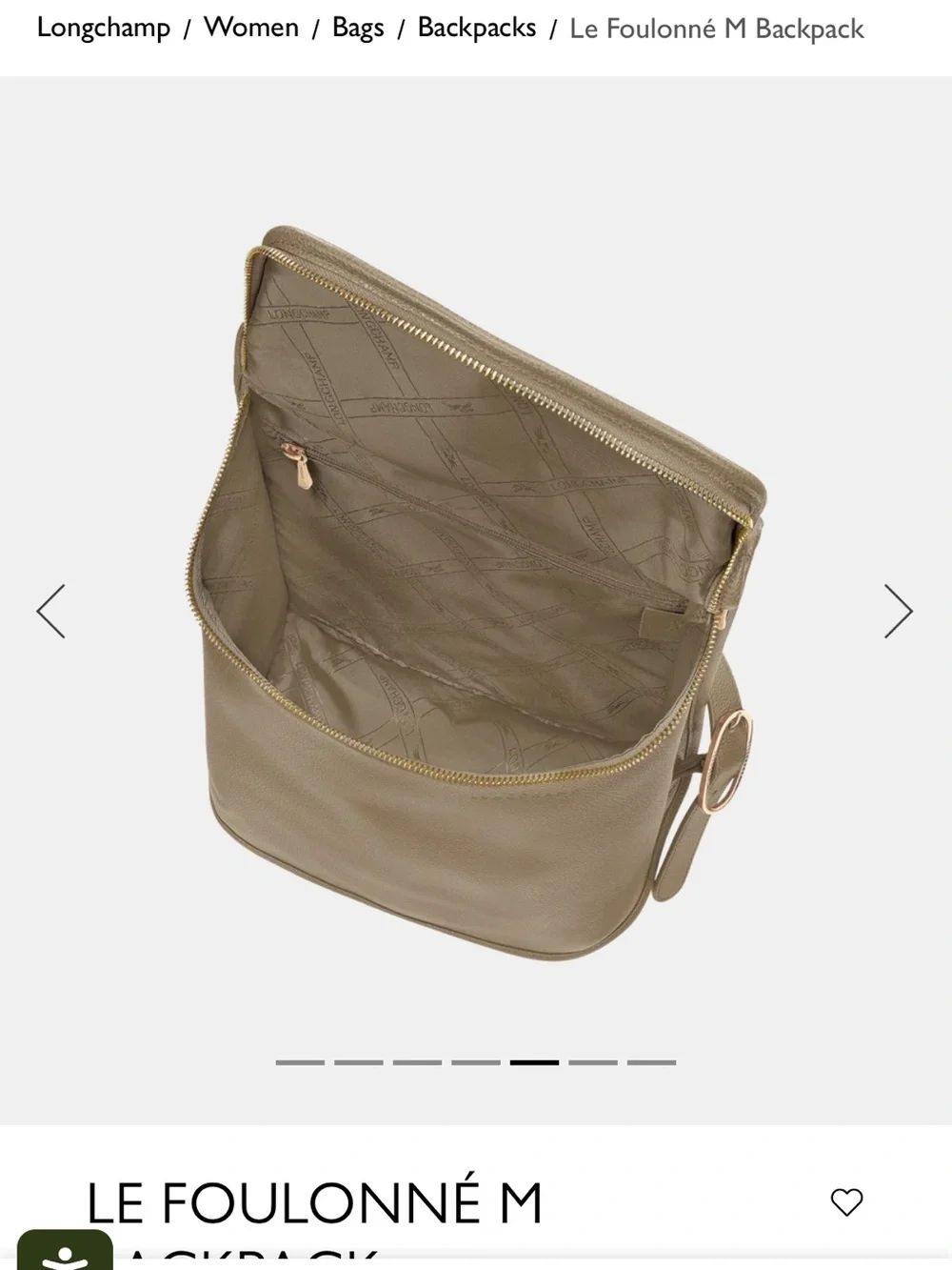 Longchamp Olive Green Pebbled Leather Backpack